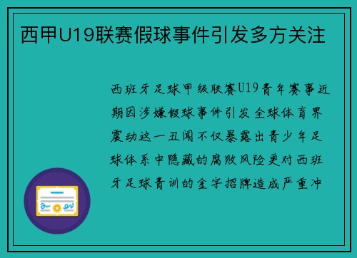 西甲U19联赛假球事件引发多方关注